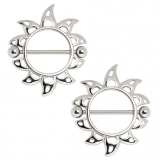 Piercing t�ton � bouclier soleil ardent