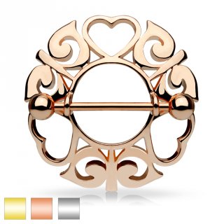 Piercing t�ton bouclier tribal coeurs