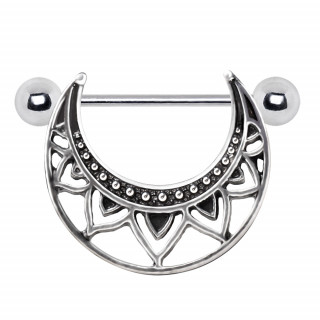 Piercing t�ton � bouclier tribal style solaire