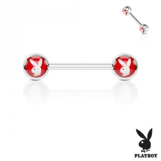 Piercing t�ton boules Playboy - Rouge