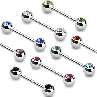 Piercing t�ton en acier avec boules sertis