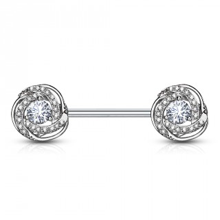Piercing t�ton � boutons de roses pav�s de strass