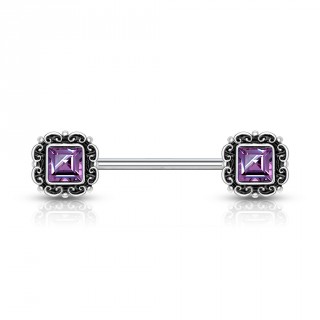 Piercing t�ton � cadres victoriens sertis - Pourpre