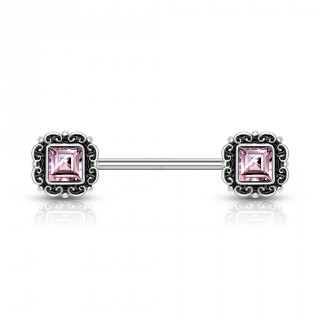 Piercing t�ton � cadres victoriens sertis - Rose
