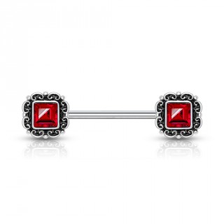 Piercing t�ton � cadres victoriens sertis - Rouge