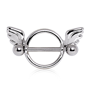 Piercing t�ton cercle avec ailes d'ange
