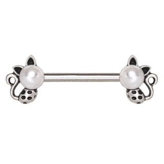 Piercing t�ton � chats tachet�s perl�s