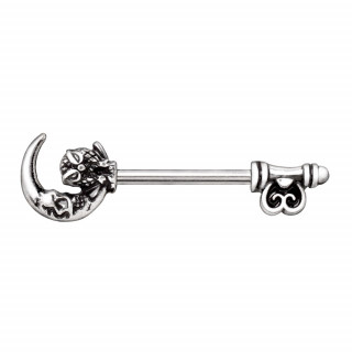 Piercing t�ton cl� � hibou et lune