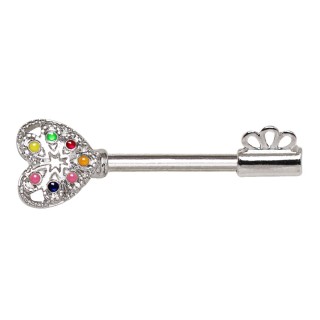 Piercing t�ton cl� � perles arc en ciel