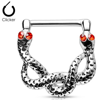 Piercing t�ton clicker duo de serpents