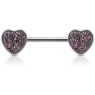 Piercing t�ton coeurs � druse noire