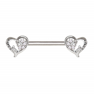 Piercing t�ton � coeurs sensuels fleuris