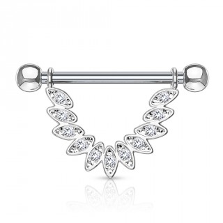 Piercing t�ton collerette de plumes serties