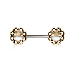 Piercing t�ton coquillage en fleur style antique