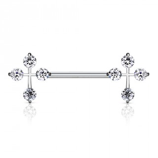 Piercing t�ton � croix latines serties de pierres claires