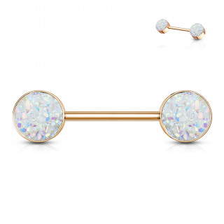 Piercing t�ton cuivr� � druses rondes blanches