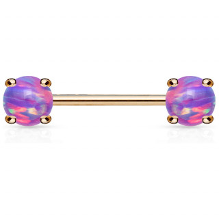 Piercing t�ton cuivr� � opales violettes griff�es