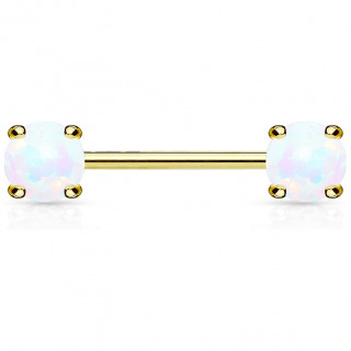 Piercing t�ton dor� � opales blanches griff�es