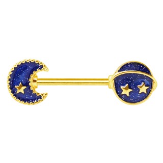 Piercing t�ton dor� et bleu galaxie