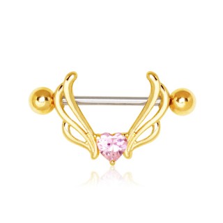 Piercing t�ton dor� style elfique � coeur strass