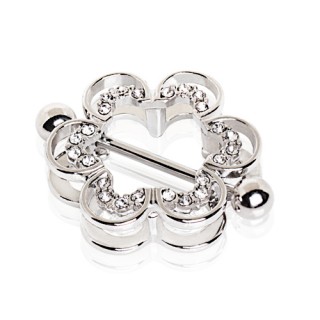 Piercing t�ton double "couronne" de fleur ajour�e