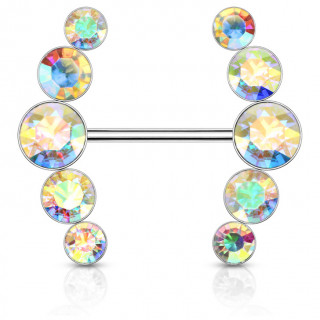 Piercing t�ton duo d'arcs strass - Aurore Bor�ale