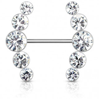 Piercing t�ton duo d'arcs strass - Clair