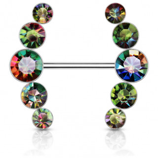 Piercing t�ton duo d'arcs strass - Vitrail Medium
