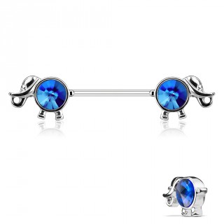 Piercing t�ton �l�phants � pierres bleues