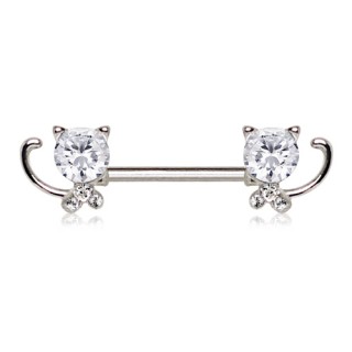 Piercing t�ton � embouts chats serties