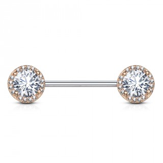 Piercing t�ton � embouts ronds �tincelants de strass - Cuivr�