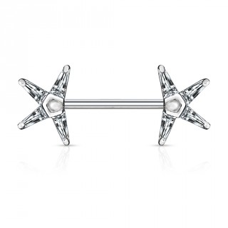 Piercing t�ton � embouts strass �toil�s - Clair