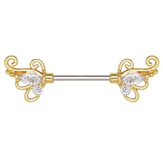 Piercing t�ton � embouts style papillon