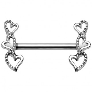 Piercing t�ton � embouts trio de coeurs