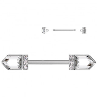 Piercing t�ton � embouts zirconiums en pointes de fl�che