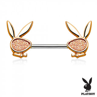 Piercing t�ton en acier � lapins Playboy en laiton � paillettes
