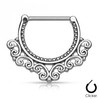 Piercing t�ton en arc � clips avec ornements vintages
