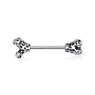 Piercing t�ton en forme d'os tachet�
