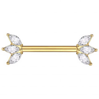 Piercing t�ton en titane dor� � triples marquises serties