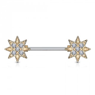 Piercing t�ton � �toiles doubles serties - Cuivr�