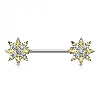 Piercing t�ton � �toiles doubles serties - Dor�