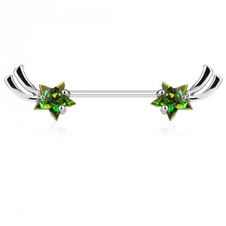 Piercing t�ton �toiles filantes � Opales vertes