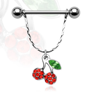 Piercing t�ton feuille et cerises