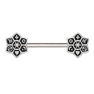 Piercing t�ton fleurs de lotus � symboles
