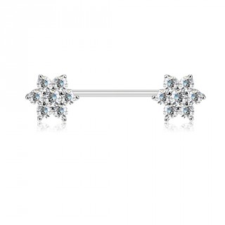 Piercing t�ton � fleurs strass - Clair