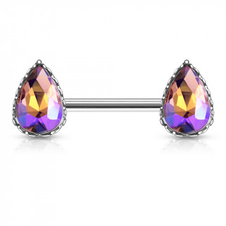 Piercing t�ton � gouttes de cristal nuanc�es - Pourpre