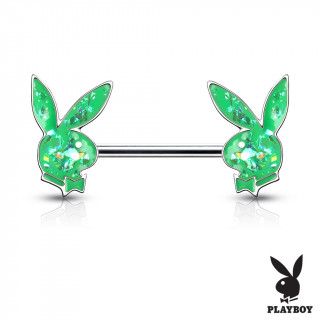 Piercing t�ton Lapin Playboy Opale (officiel) - Vert