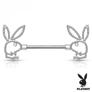 Piercing t�ton lapin playboy style perl� � oeil strass