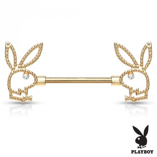 Piercing t�ton lapin playboy style perl� � oeil strass - Dor�