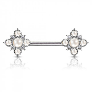 Piercing t�ton � losanges sertis de strass et perles